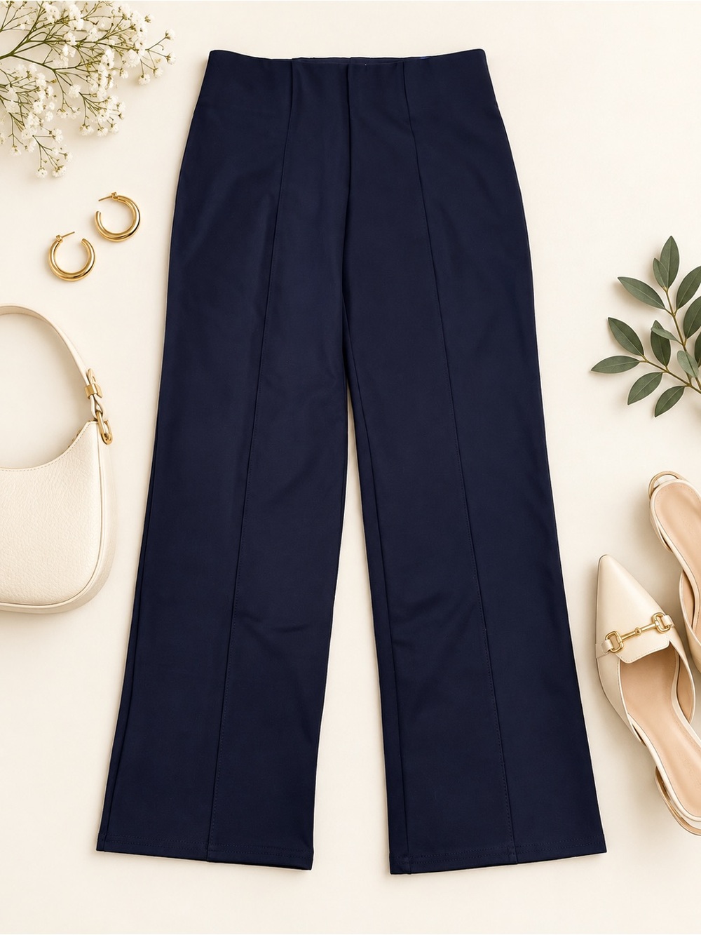Slim Factor by Investments Slim Straight Pants L Regular Navy NWT 4-Way Stretch